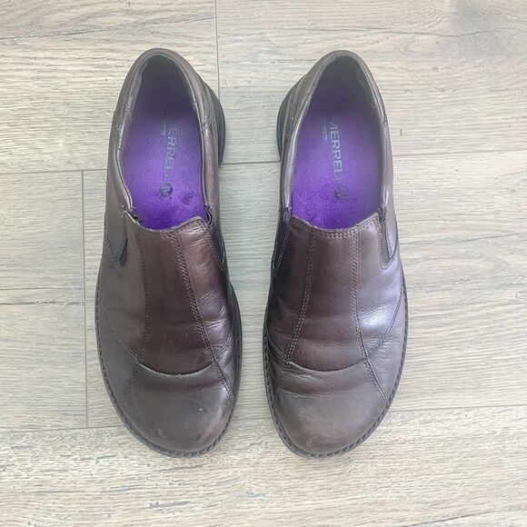 Merrell Captiva Women's Size 8 Shoes Brown Leather Slip On Comfort Loafers - Picture 3 of 8